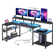 Minaya 71.5" W LED Gaming Desk with Power Outlet, L-Shaped Computer Desk with Monitor Stand