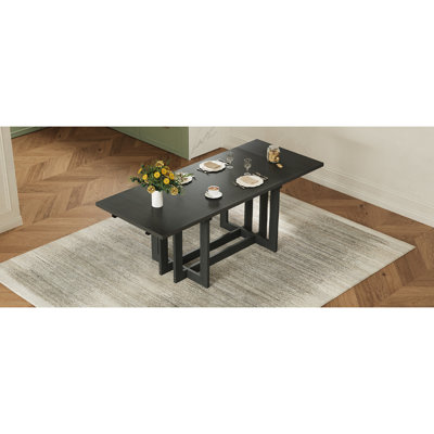 Rustic Extendable Trestle Dining Table with Two Removable Leaves for Flexible Seating and Space Adaptability.