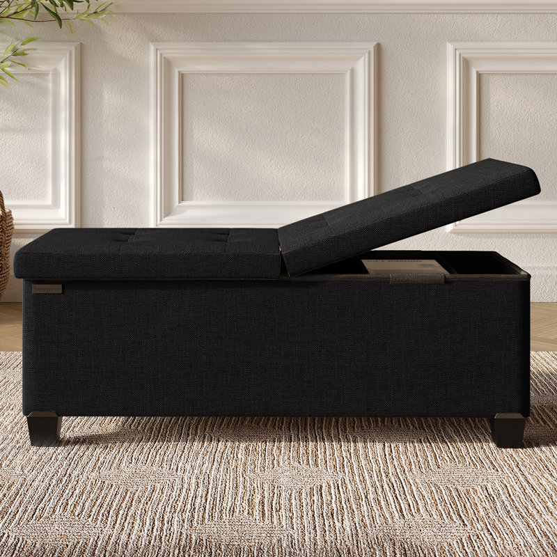 Banc de rangement avec repose-pieds Vérrant, 15"H x 43"W x 15"D, Black