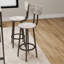 Ensemble de table de bar 3 pièces à hauteur de comptoir avec 2 tabourets pliables, support de rangement, plateau d'aspect bois et structure en acier, petit espace de salle à manger pour la cuisine, le salon, l’appartement-310936025-310936024