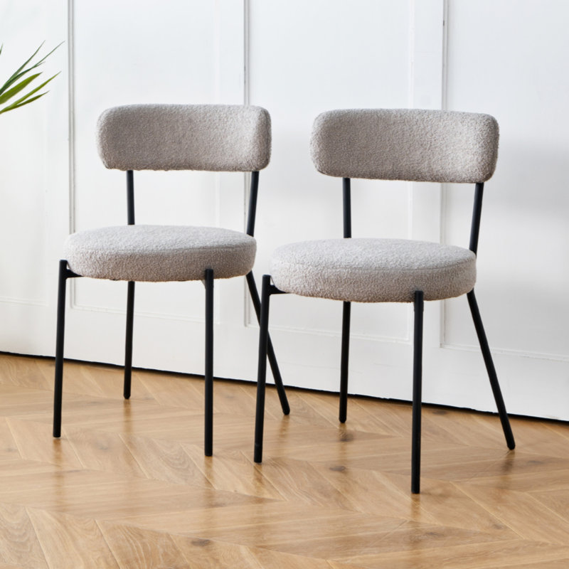 Ensemble de 2 chaises en métal pour salle à manger moderne, Gris clair, Noir, noir, noir, noir