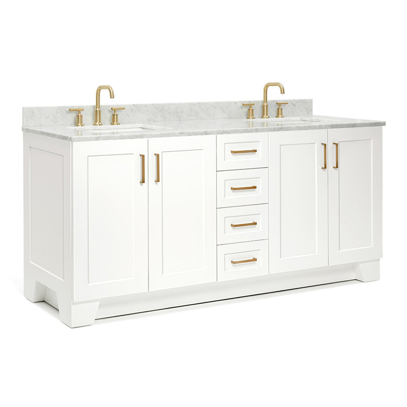 ARIEL TAYLOR 73 IN DOUBLE RECTANGLE SINK VANITY 2, Rectangular, White, 73"