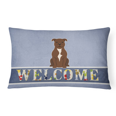 Coussin Staffordshire Bull Terrier Welcome