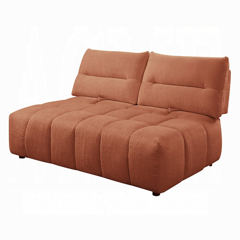 Causeuse modulaire en lin rouge avec dossier réglable Loanna, Orange
