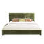 Olive Velvet Bed Frame, King Size Upholstered Platform With Wide Headboard And Deep Round - Shaped Tufting, Soft Square Corners, No Box Spring, Easy Assembly For 2 Adults Frame Design, Minimalist