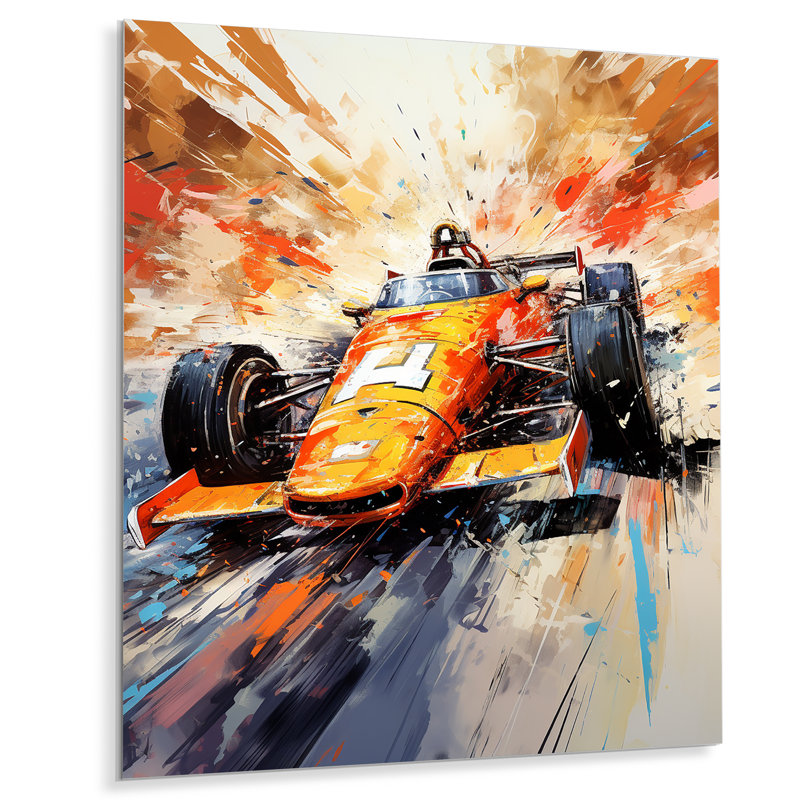 Rétro années 1980, voiture de course de Formule, art mural en métal, H 40 po x l 30 po x P 1,5 po