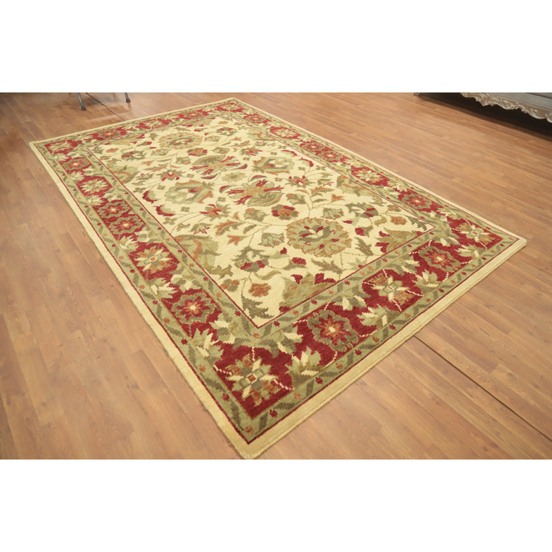 Tapis indien floral fait à la main 7 x 10