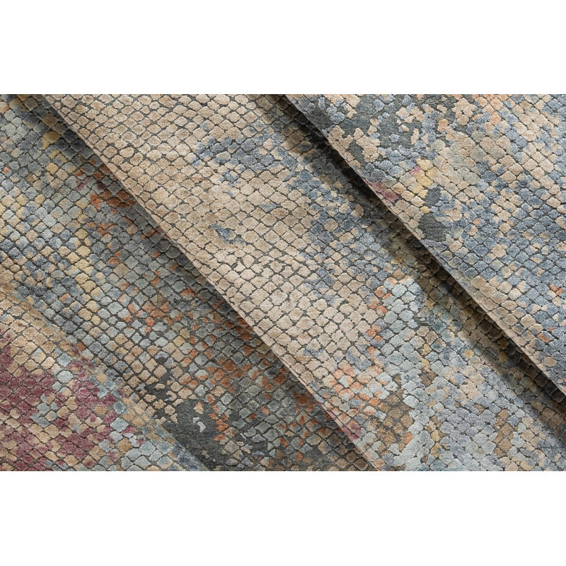Foundry Abstract Area Rug in Blue/Gray/Taupe, Rectangle 8' x 10'
