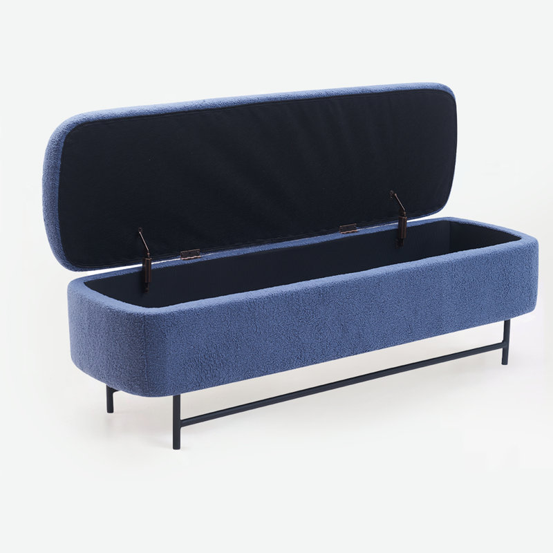 Atiksh Fabric Upholstered Storage Bedroom Bench, Black, 18.5" H x 56" W x 17.7" D
