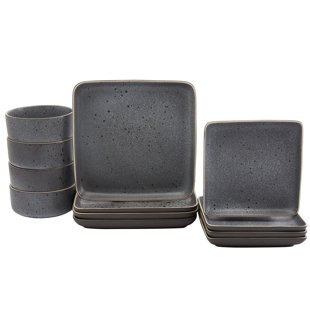 Ensemble de vaisselle carrée 12 pièces Madison