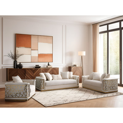 Fermo Ivory 3pc Living Room Set