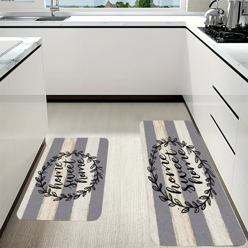 Rustic Home Wreath, 2 Pcs Non Slip Kitchen Mats