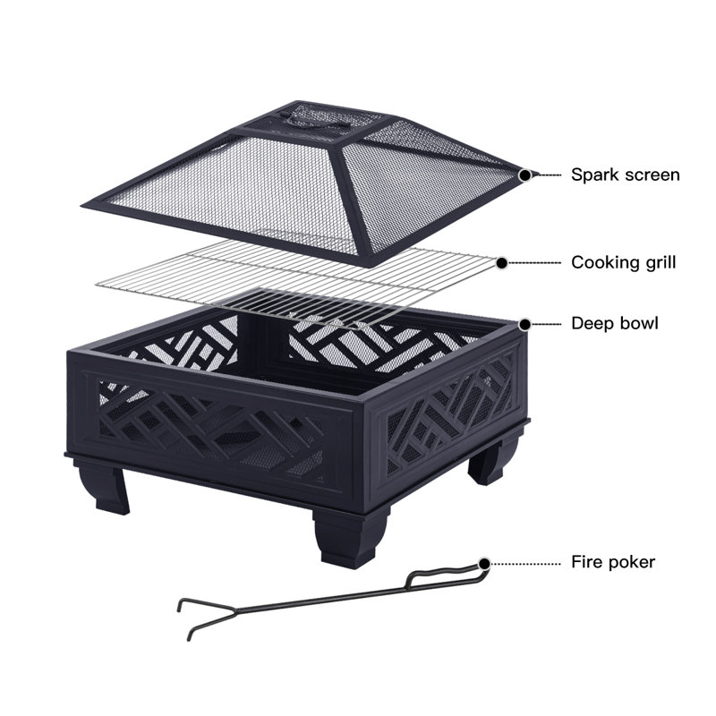 Westlyn Square Iron Smokeless Fire Pit