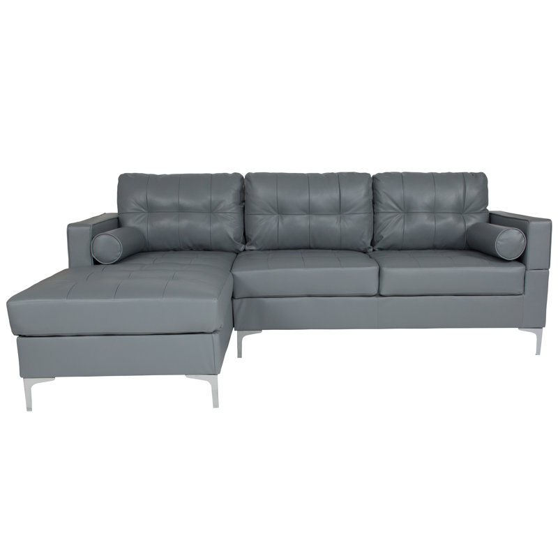 Canapé modulaire en similicuir de 121 po de large Coveale, Similicuir gris