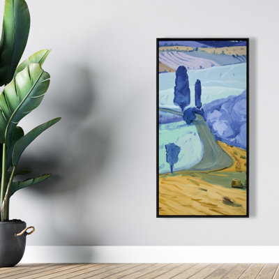Tuscany Field - Turquoise Framed Canvas for Bedroom Decor