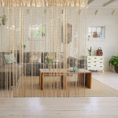 4 pièces de rideaux à franges scintillantes pour fenêtre 79 x 39 pouces bande de séparation pampille pour mariage salon salle de bain café (champagne)