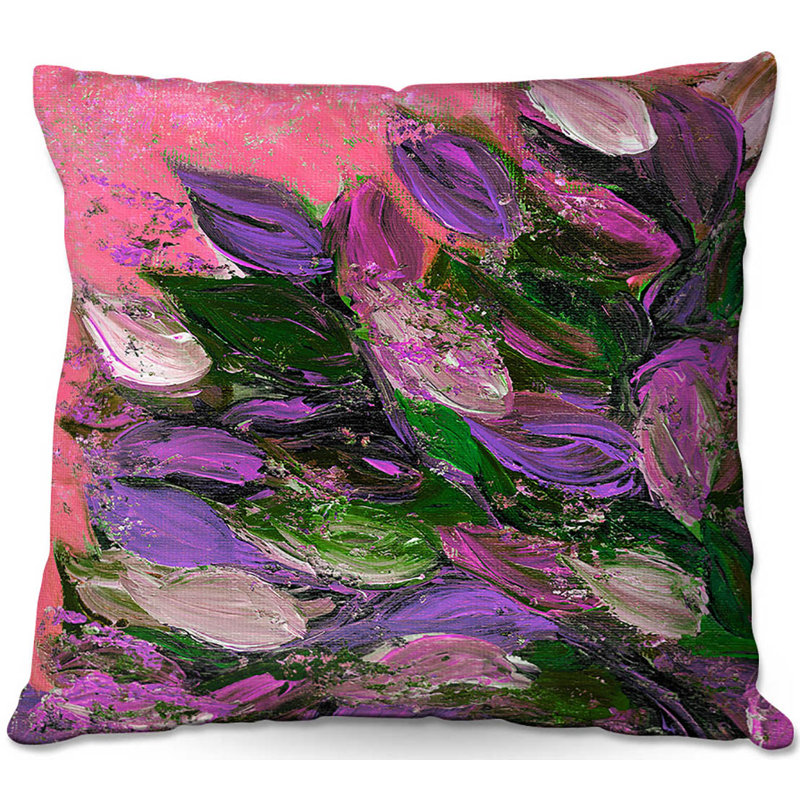 Coussin décoratif vi à fleurs canapé, 20 po x 20 po, Vert / Rose / Lavande