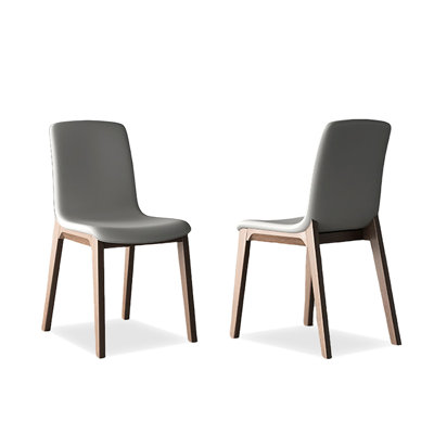 Chaise d'appoint à dossier solide gris pour salle à manger (ensemble de 2)