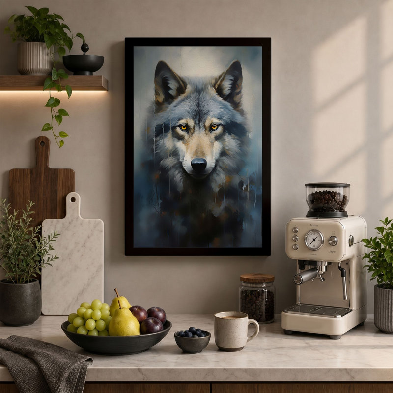 Wolf's Gaze Modern - Print, 30x20 - 76.2 x 50.8 cm, Sage Border
