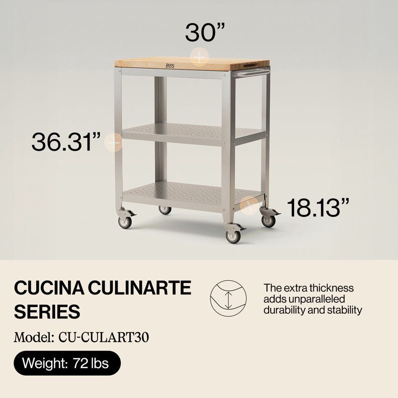 Cucina Culinarte Kitchen Cart with Maple Top