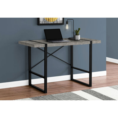 Bureau à domicile - Bureau 49 po avec pieds en stratifié aspect béton gris et cadre en métal noir