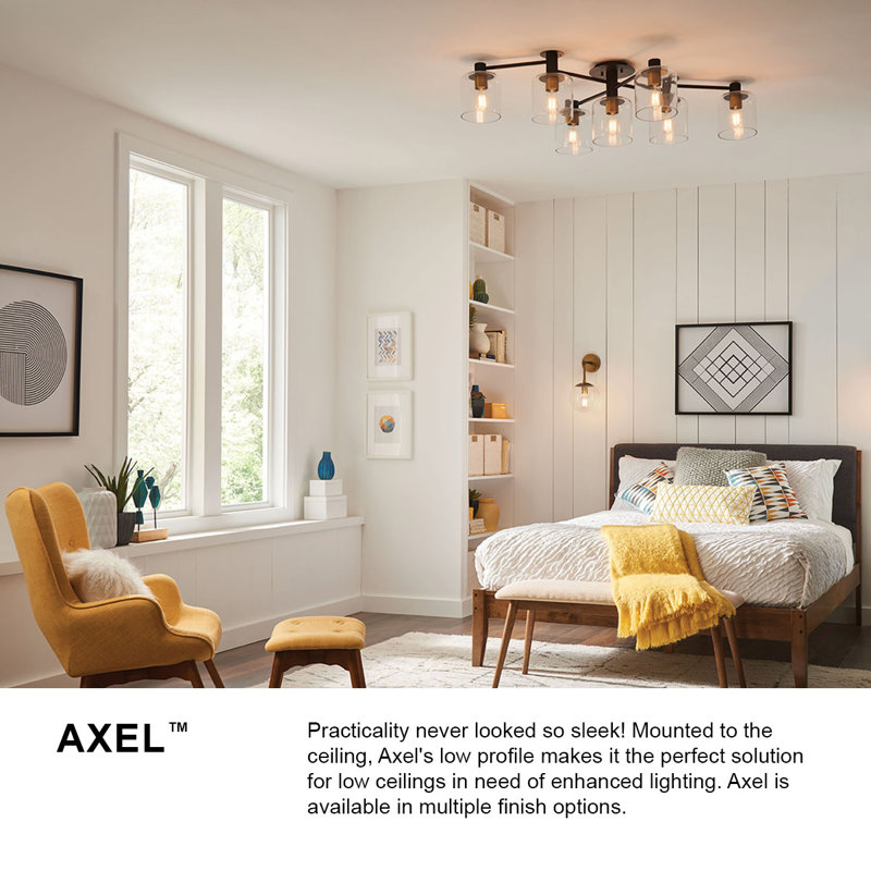 Axel Modern 7-Light Brushed Nickel Cluster Cylinder Flush Mount