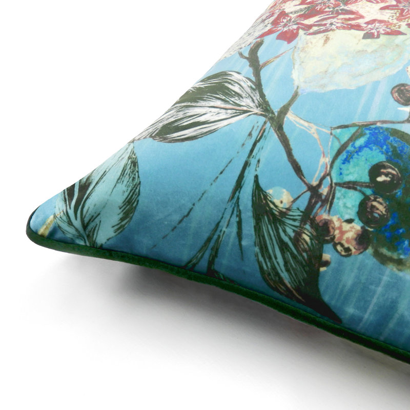 Floral Square Throw Pillow Cover, Blue/Green/Purple