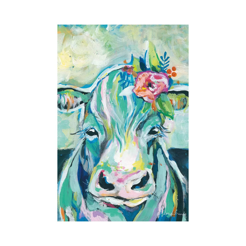 Sweet Cow by Jessica Mingo - Painting on Canvas, Wrapped Canvas, 30.48cm H x 20.32cm W x 1.91cm D