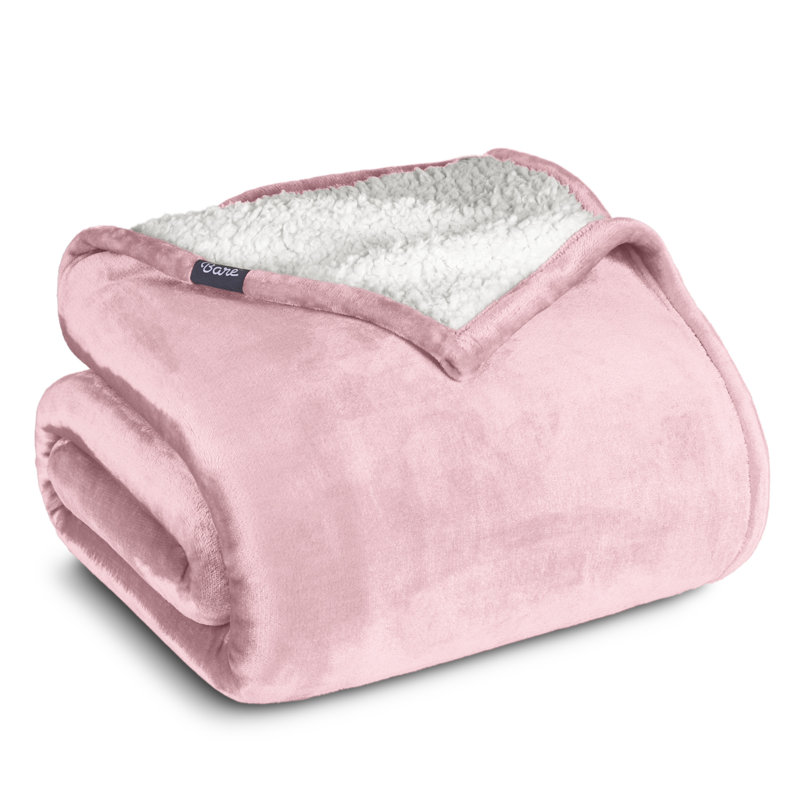 Sherpa Fleece Blanket, King, Light Pink