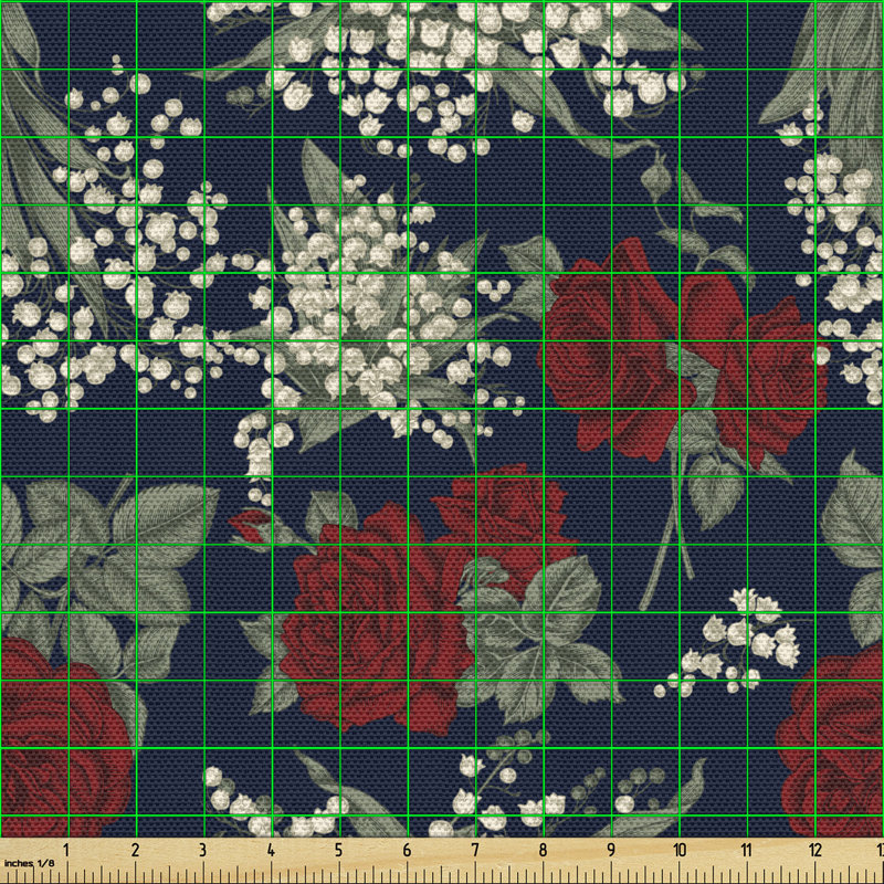 Chrisean Valley of Wild Roses Hand Drawn Multi-Purpose Fabric