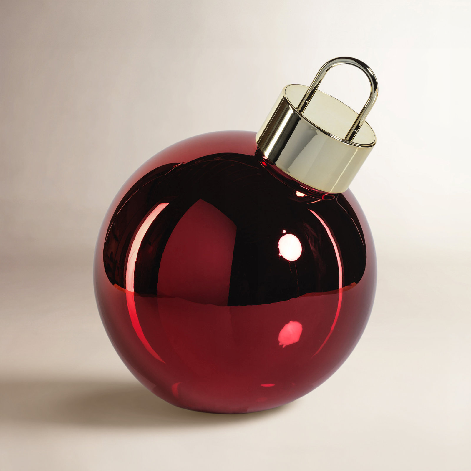 Lighted Glass Slanted Ball Christmas Ornament, 9.75" H x 9.75" W x 9.75" D, Red