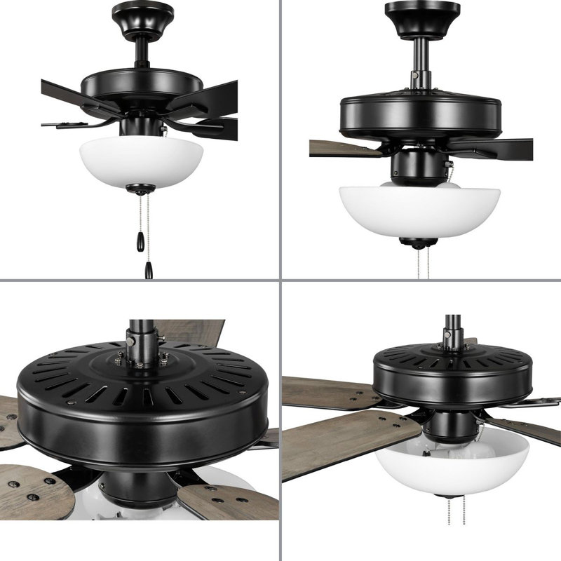 AirPro 52-Inch Matte Black 5-Blade Ceiling Fan with LED Light