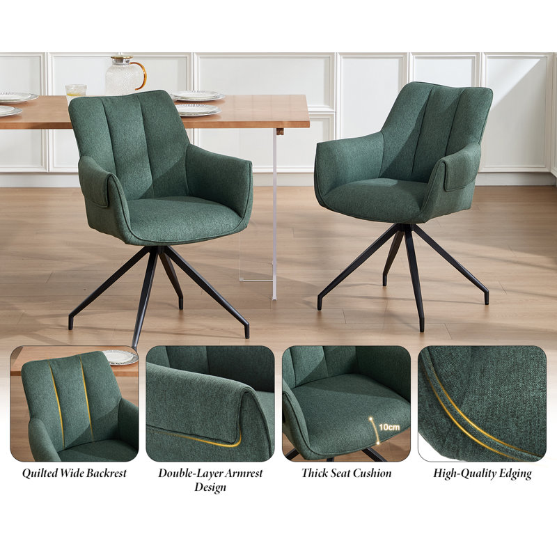 50cm H Upholstered Dining Chair, Green, Green