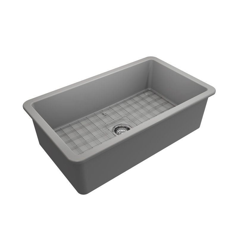 32'' L Fireclay Kitchen Sink, Matte Gray