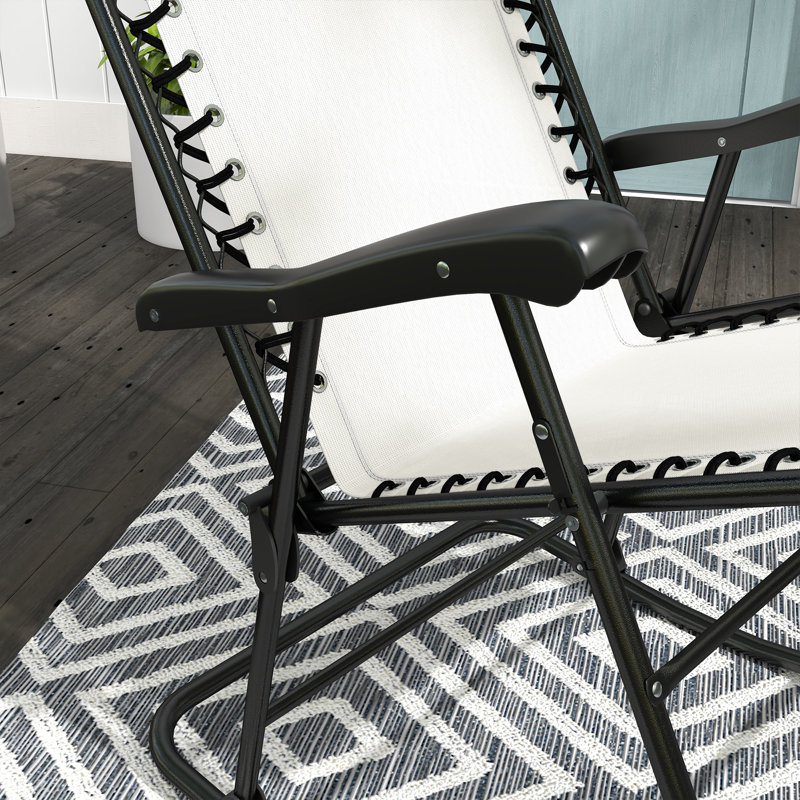Chaise berçante d'extérieur pliante, blanc crème