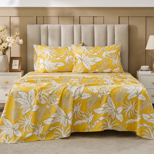 Ensemble de draps pour grand lit 4 pièces Gogreen 100% coton imprimé à poches profondes de 16 po, ensemble de draps grand super doux et respirant, ensemble de draps pour grand lit de style hôtel de luxe, cadeau pour femmes, hommes