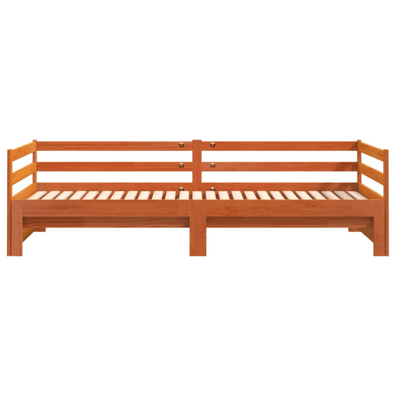 Marlow Home Co. Daybed With Trundle White Solid Wood Pine, 90cm x 200cm, Brown