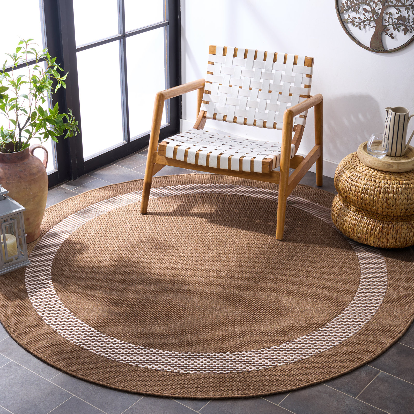 Geometric Outdoor Rug, Round 6'7"