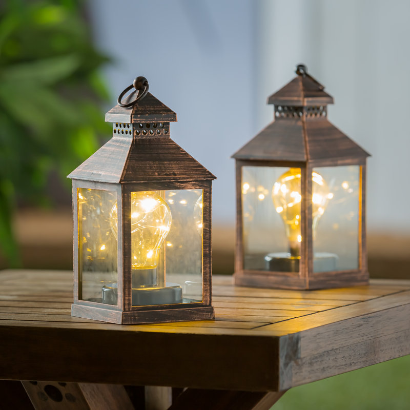 4.13'' Battery Powered Integrated LED Outdoor Lantern, Brushed Bronze
