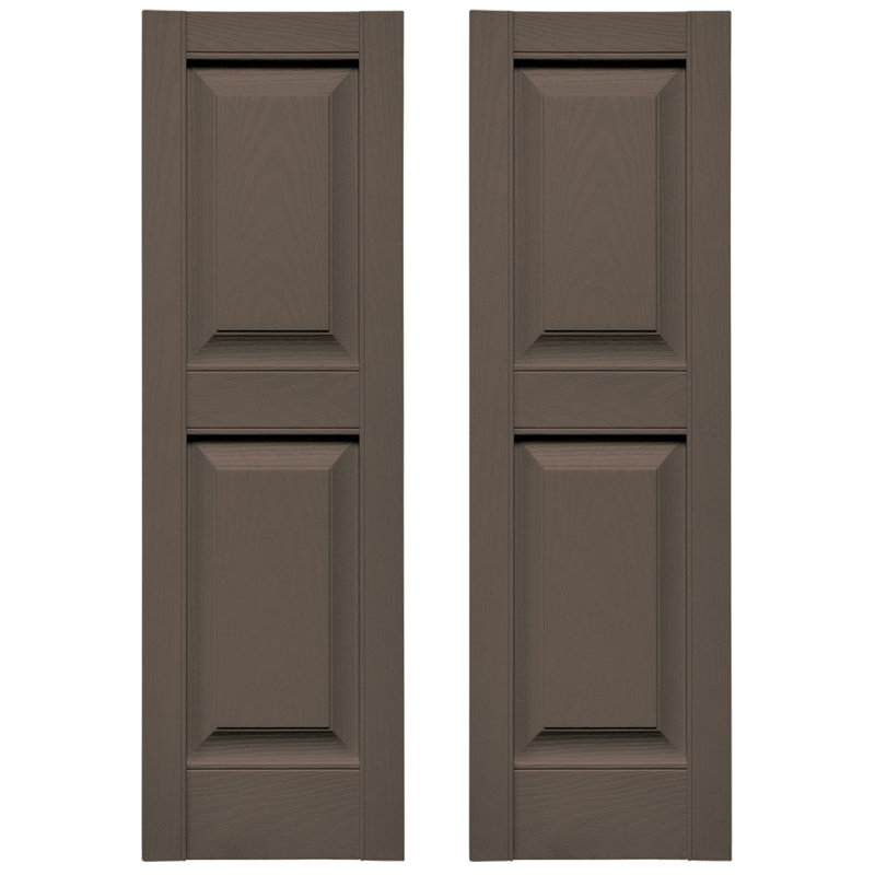 French Roast Vinyl Raised Panel Decorative Shutters, 12" x 59"