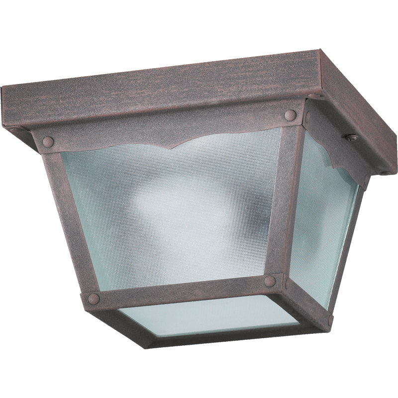 Glass Flush Mount, 5.25" H x 9.25" W x 9.25" D, Rust
