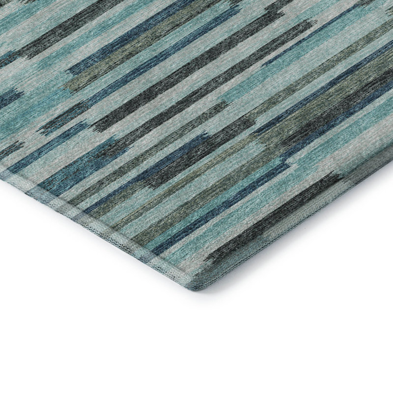 Premium Machine Washable Mayfield AMF114 Abstract Rug, 5' x 7'6", Turquoise