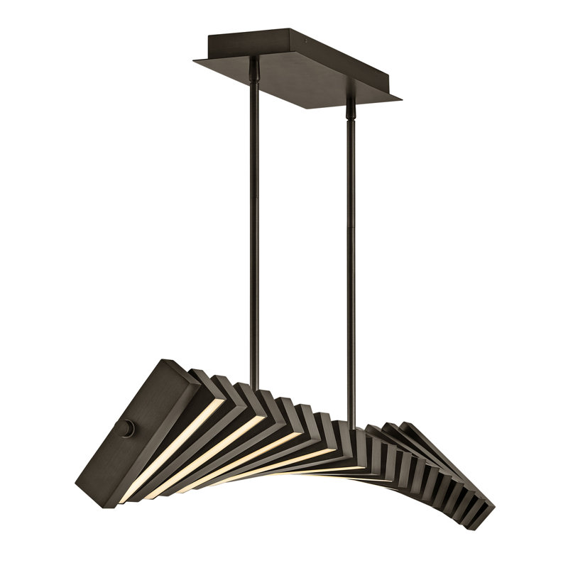 1 - Light Kitchen Island Rectangle Chandelier, Painted Black Oxide