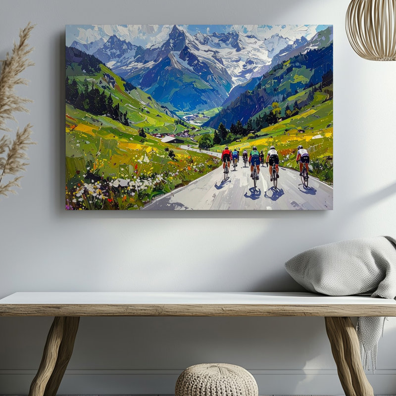Reproduction d'art mural sur toile, "Cycling Race Through Alpine Pass", H 9 po x l 12 po