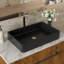 Lavabo vasque de salle de bain en céramique 24 po x 16 po noir - élégance contemporaine, résistance aux taches, pour salle de bain rectangulaire