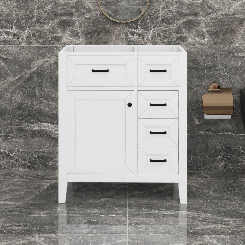 Meuble-lavabo 30 po avec tiroirs, Blanc/Noir