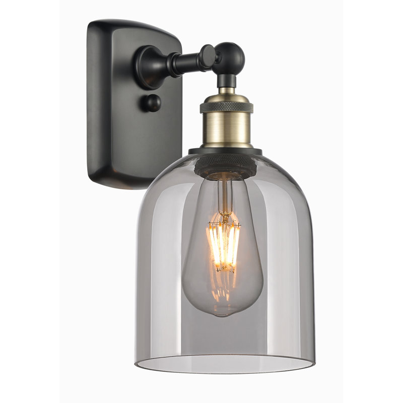 Anacaren Steel Armed Sconce, Light Smoke, Black Antique Brass