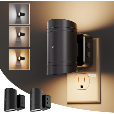 Night Light 2 Pack Plug In Wall Lights Dimmable 3CCT Nightlight For Kids 180 Rotatable 3000K4000k5000k Adjustable With Dusk To Dawn Sensor For Bedroom Bathroom