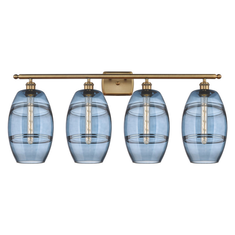 Kusham 3 - Light Dimmable Vanity Light, Princess Blue, Brushed Satin Nickel, 3 - Light