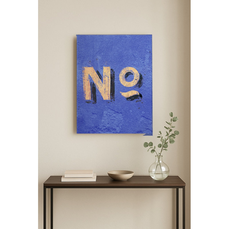 N° (Signe numérique sur fond bleu) — Portrait en métal, H 20 po x l 16 po